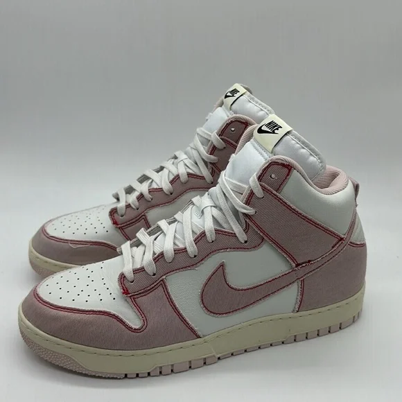 New Men’s Nike Dunk Hi 1985 Barely Rose Pink Denim Summit White DQ8799-100 NWOB - Picture 4 of 5